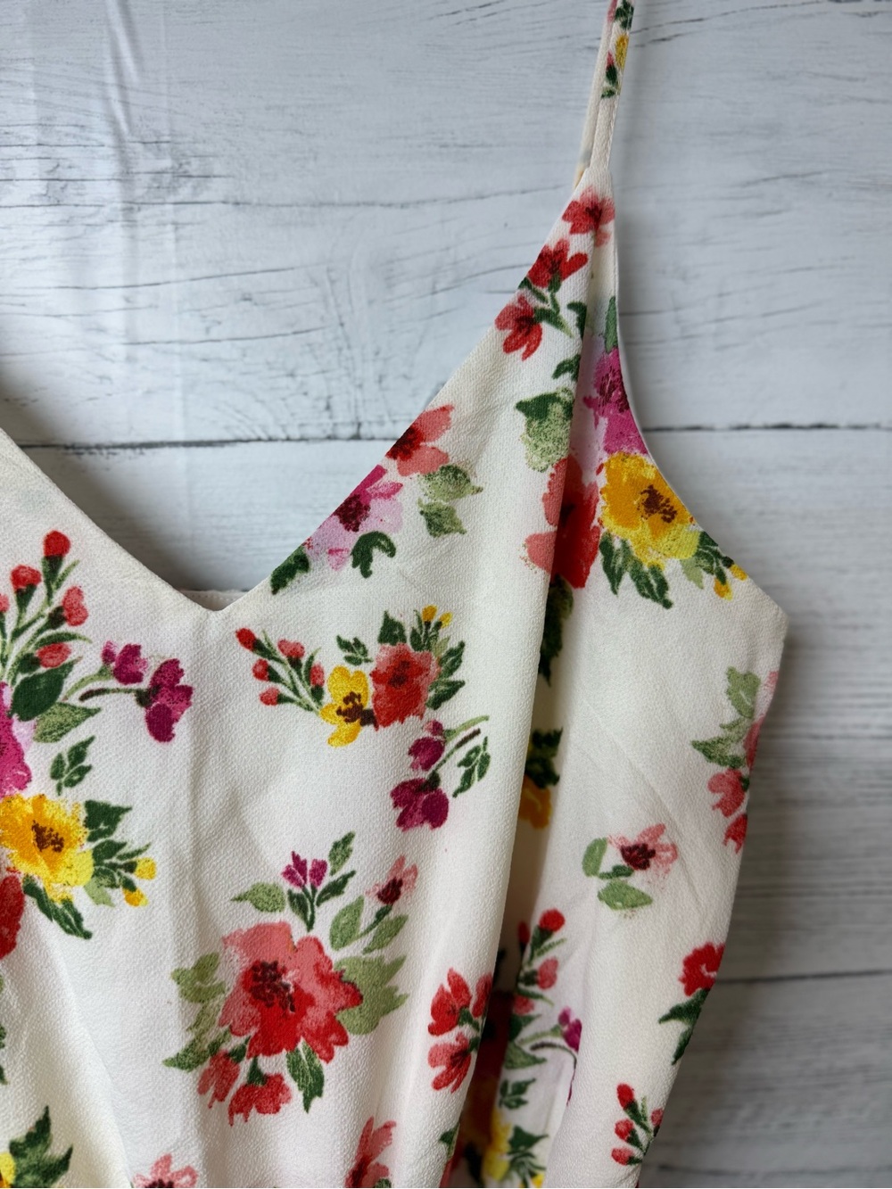 White Floral Wide-Leg Jumpsuit by One Clothing Los Angeles - Picture 10 of 10